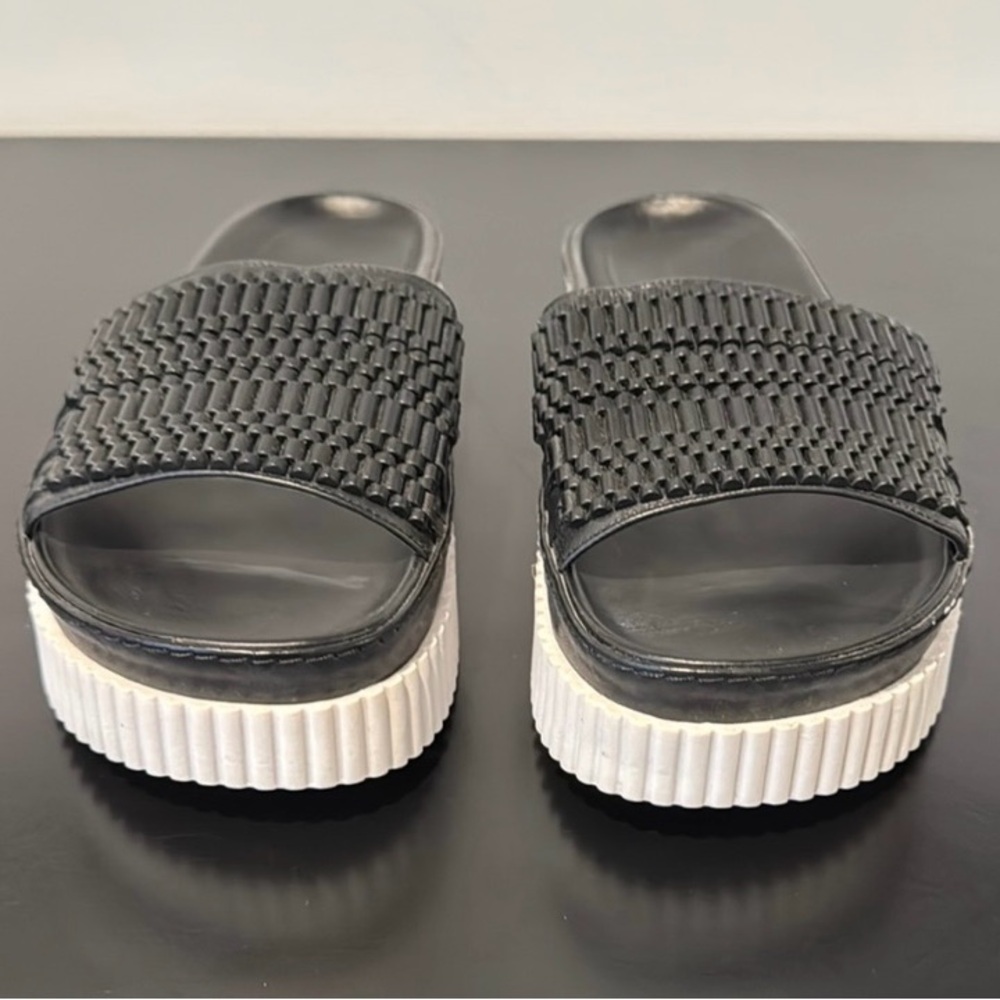 Black Woven Slide Sandals